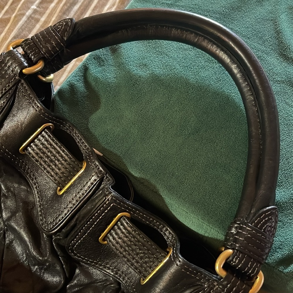 Y2K Juicy Couture Black Leather HoBo Bag w/ Gold Hardware - Picture 7 of 11